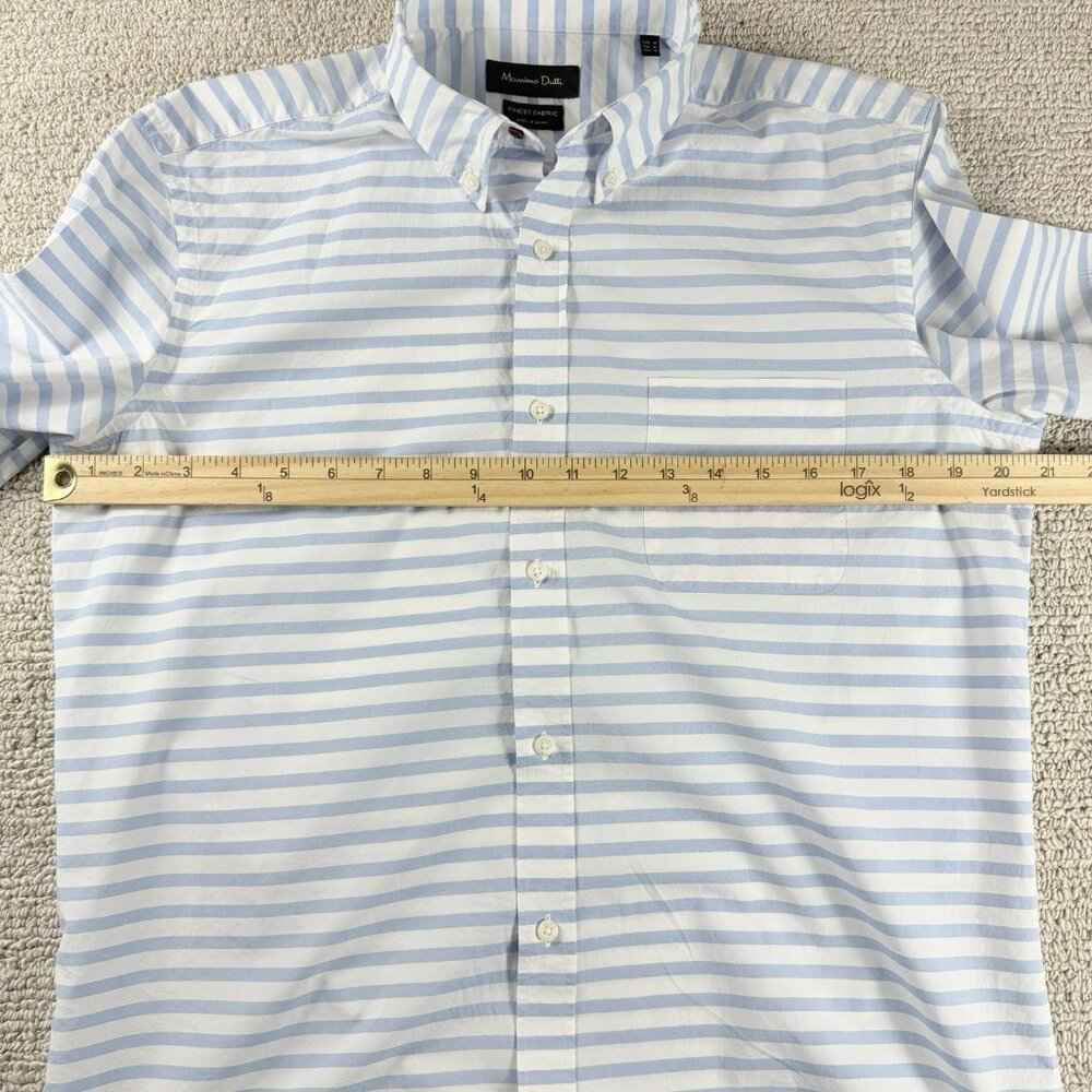 Massimo Dutti Striped Button Up Long Sleeve White Blue Men’s Size Medium - Picture 4 of 7